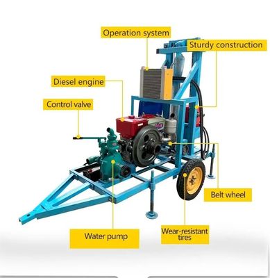 ディーゼルエンジン 100m 深いポータブル水力水井 ローータリー掘削リグ